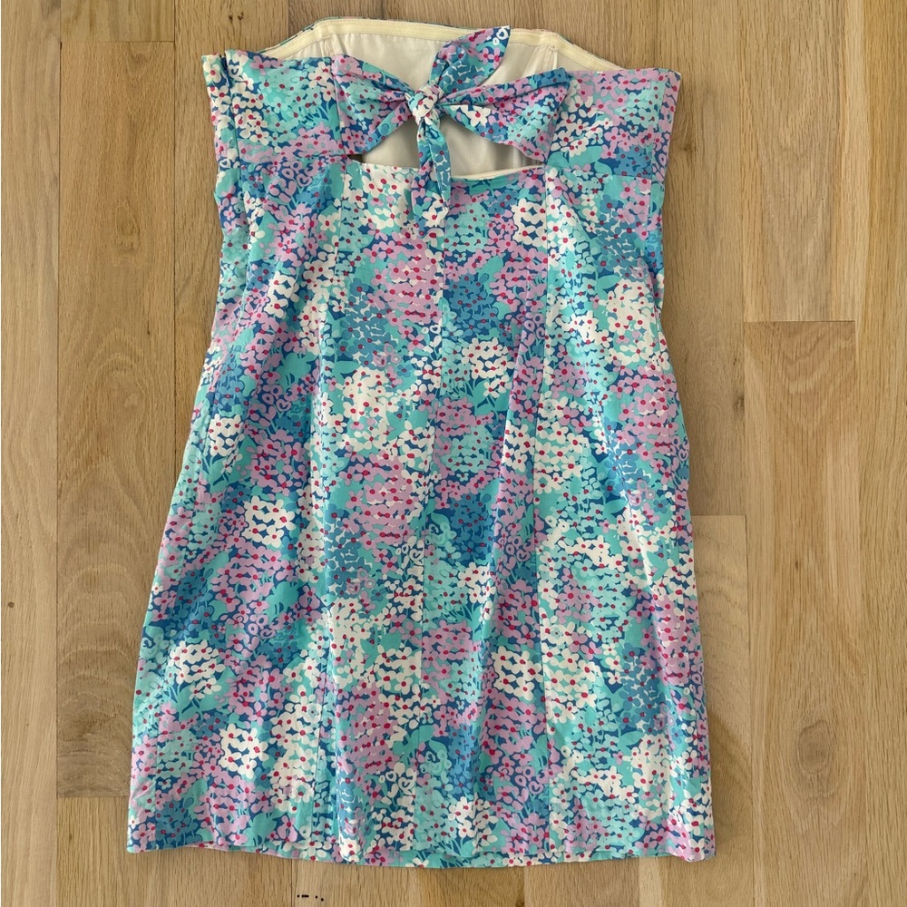 Lilly Pulitzer Strapless Floral Dress in Blue and Pink - Picture 2 of 10